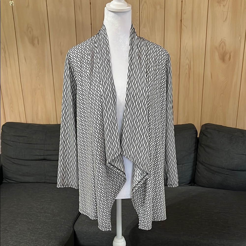 New Directions Black & White Lace Back Open‎ Cardigan Jacket M